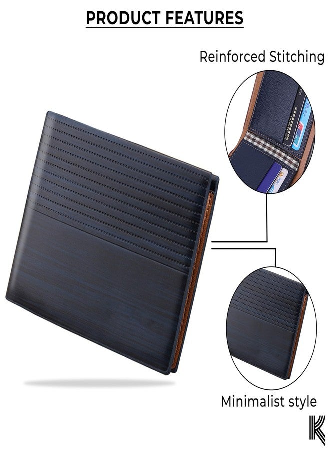Kraptick Mens Slim Minimalist Front Pocket Wallet Purse PU Leather ID Window Card Case with Money Clip for Fashion/Travel/Office (Dark Blue) - Image 4
